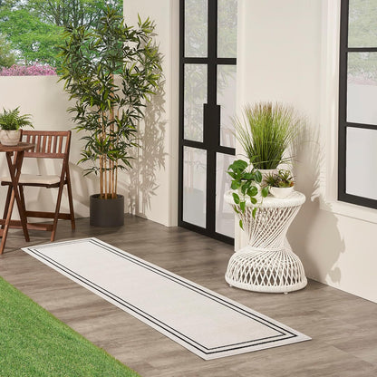 2' 6' (6' Nourison Home Nourison Essentials Ivory/Black x Area Rug - Easy Clean, Non Shedding, Bed Room, Living Room