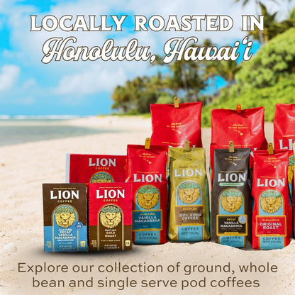 Lion Coffee Premium Gold Roast, 10% Kona Coffee Blend, Medium-Light Roast, A Taste of Aloha - Ground, 24 Ounce Bag