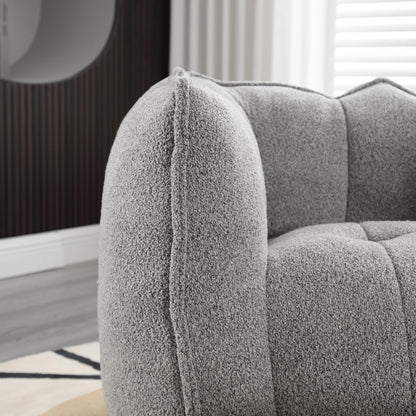 Plush Grey Chenille Bean Bag Chair for Adults | Large Comfy Lounger with Footstool | Ideal for Living Room, Bedroom, Gaming, Reading | 41"x32"x25"