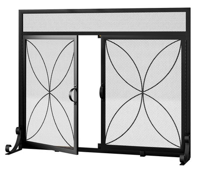 Fire Beauty Fireplace Screen with Magnetic Doors,Large Metal Fire Place Screen for Home,Spark Guard,Metal Furnace Fireguards,Baby Safe Spark Guard Protector,Black