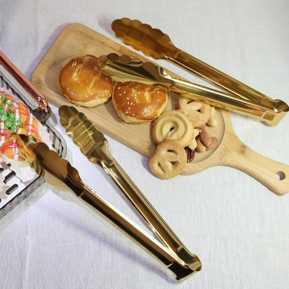 2 Pack 9 Inch Serving Tongs, Gold Salad Buffet Tongs, Stainless Steel Serving Utensils