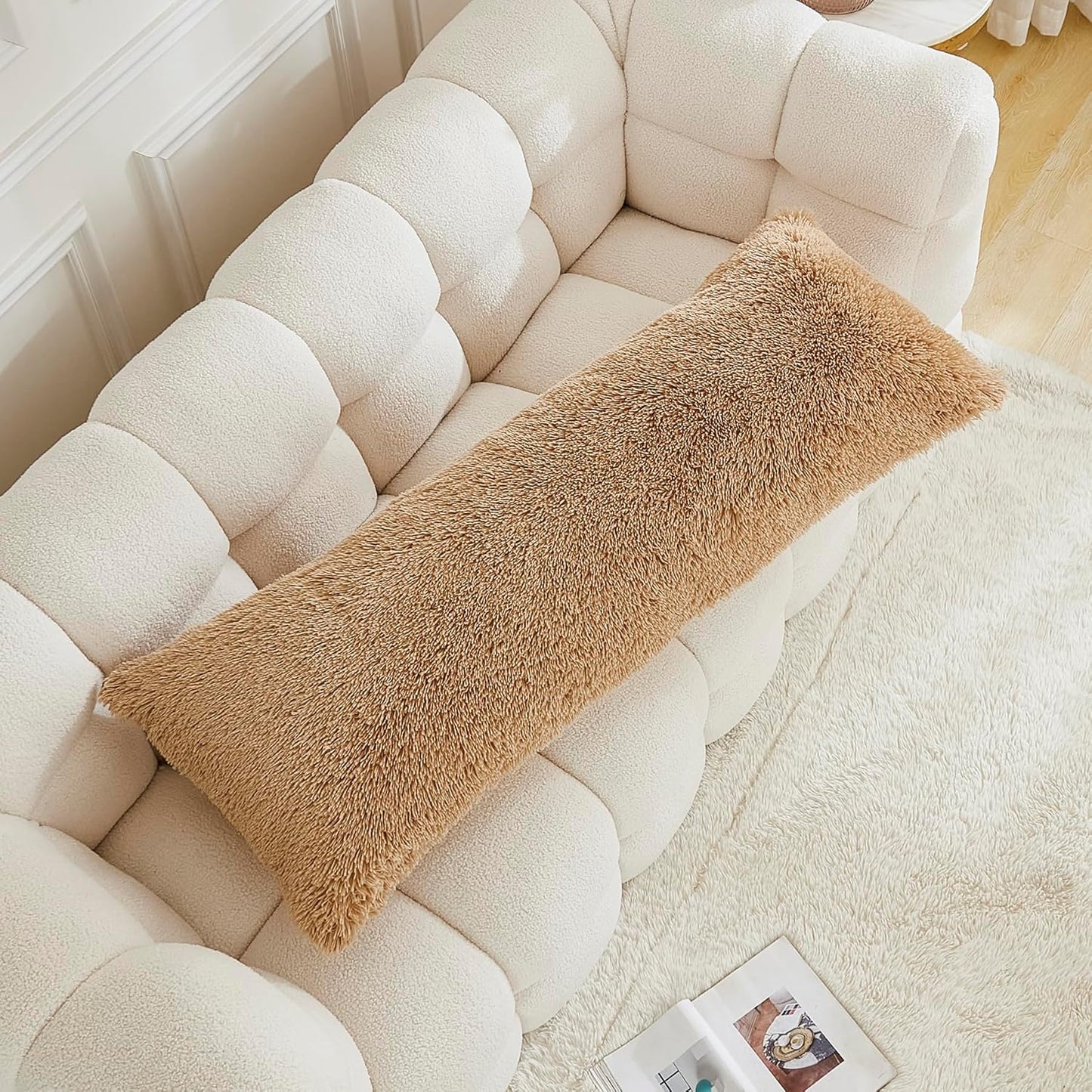 21 54 Inches 1 Pack Uhamho Body Pillow Cover Large Fluffy Shaggy Lumbar Full Body Pillowcase x Soft Modern Home