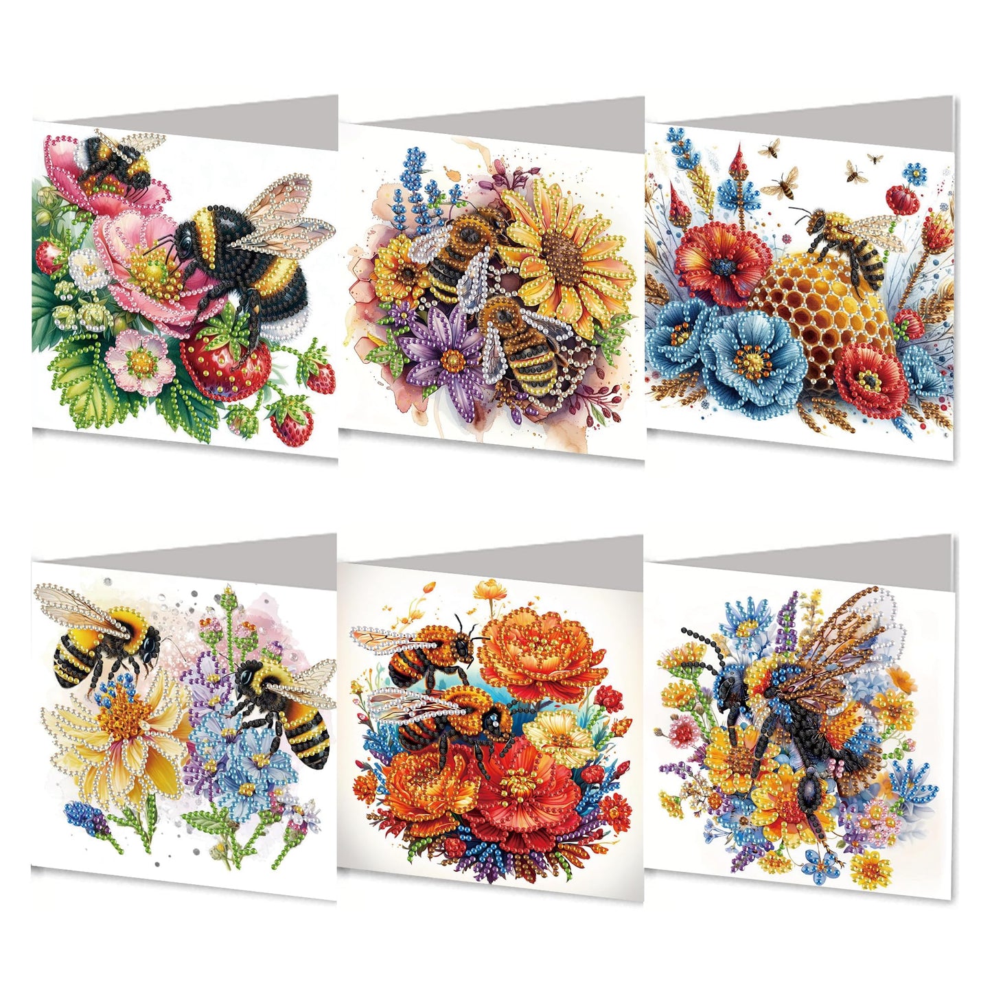 DIZAKIM 6 Pieces Christmas Theme Design Diamond Painting Greeting Card Set, DIY 5D Unique Rhinestone Art Embellishment Mosaic Christmas Greeting Card Crafts, Mosaic Handmade Creative Postcards (#10)