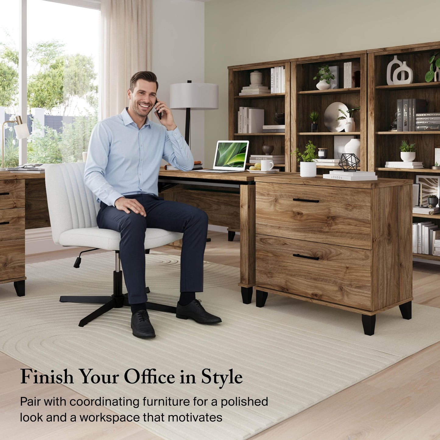 Bush Home 2 Drawer Lateral File Cabinet, Letter and Legal-Size Document Storage for Home or Professional Office, Somerset Collection, Fresh Walnut