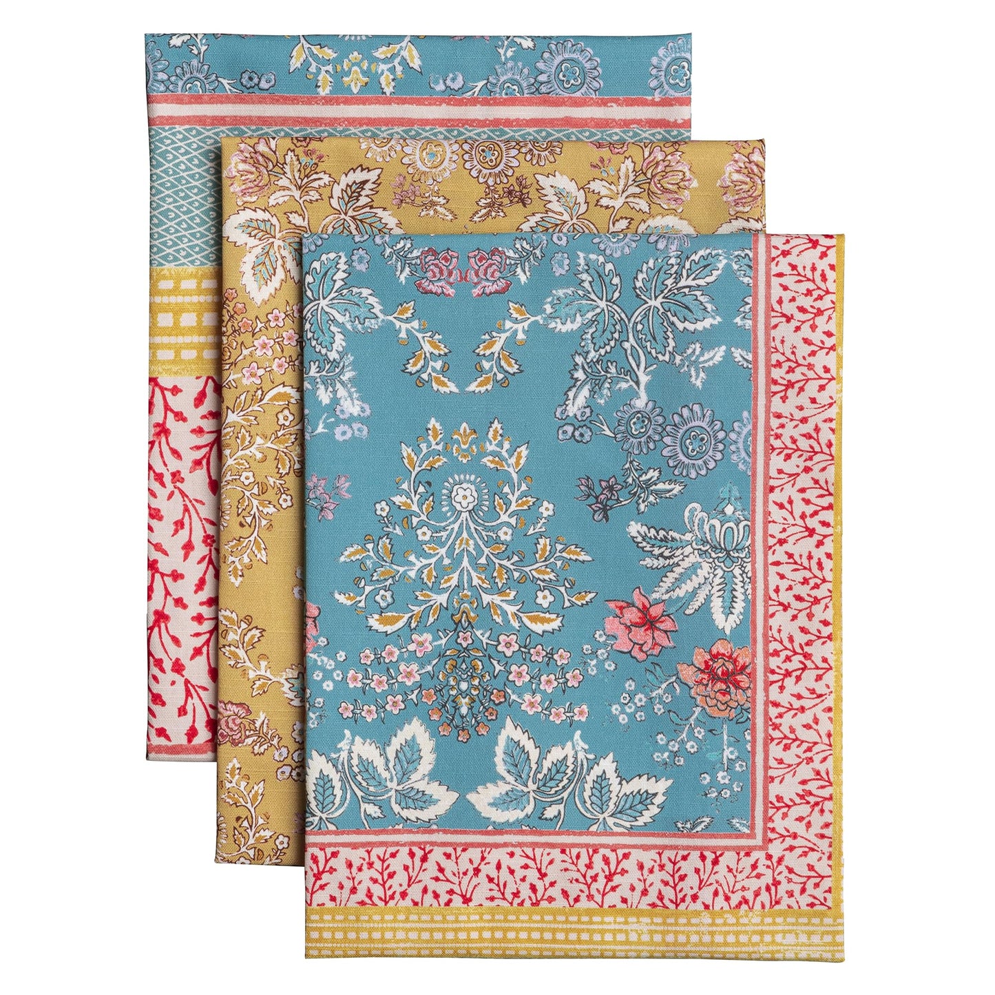 Maison d' Hermine Kitchen Towels Set of 3 100% Cotton 27.50" x 20" Reusable Cloth Tea Dish Towels Absorbent with Hanging Loop for Kitchen Gifts for Mothers Day Spring/Summer (Marquise)