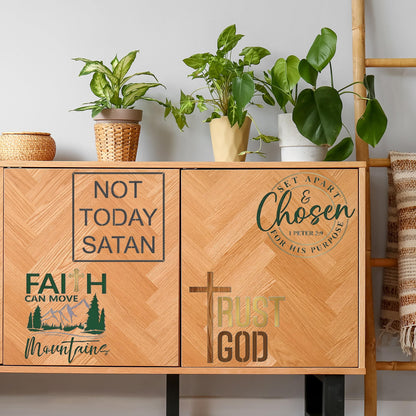 Sitsink Christian Inspirational Stencils for Painting - 20 Pcs Reusable Templates, Faith Jesus God Bless Stencils for DIY Crafts Church Decor Gift Making