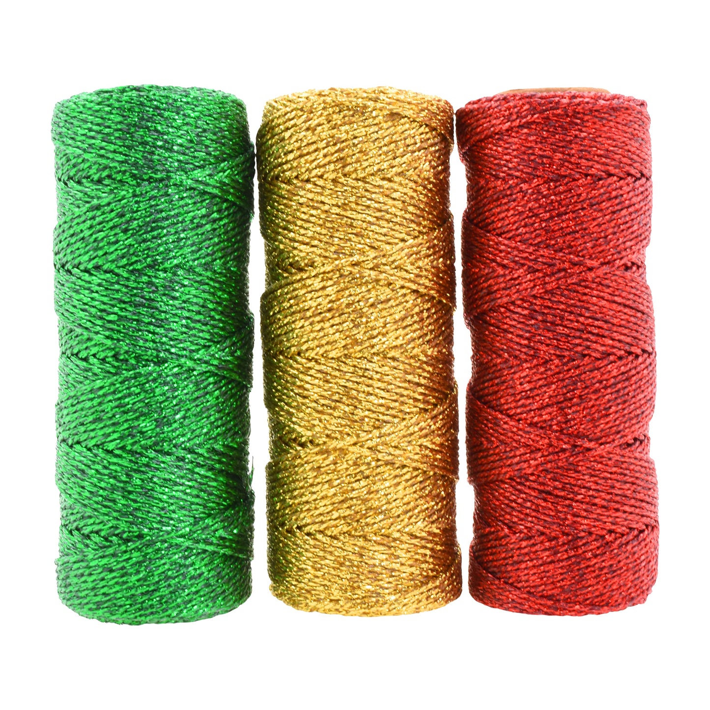 Mandala Crafts Red Green Gold String for Gift Wrapping – 55 X 3 Yards 1mm Thin Metallic Bakers Twine for Crafts, Packaging, Party Favors, and DIY Decorations