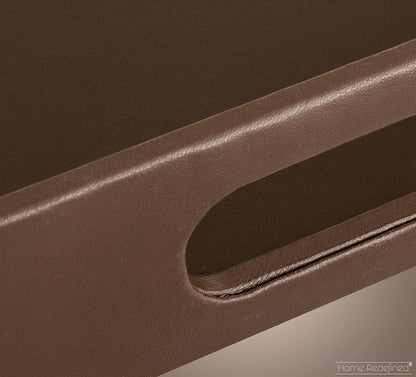 17.5"x12" Home Redefined Beautiful Modern Elegant Rectangle Classic Brown Faux Leather Decorative Tray Ottoman Coffee