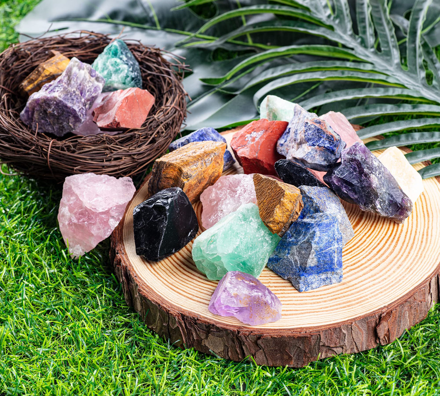 UU UNIHOM 3 lbs Bulk Rough Madagascar Stones Mix Large 1" Natural Raw Stones Crystal for Tumbling, Cabbing, Fountain Rocks, Decoration,Polishing, Wire Wrapping, Wicca Reiki Crystal Healing