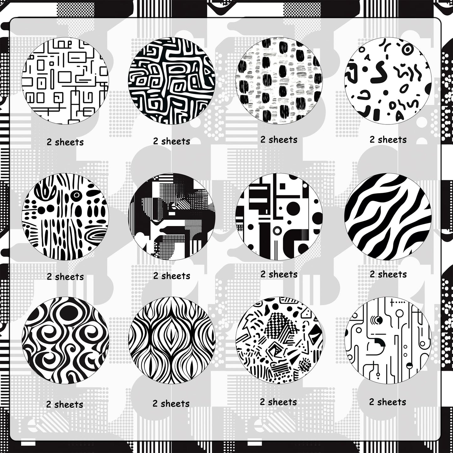 24 Sheets Black White Doodle Pattern Scrapbook Paper 12x12 Doodle Scrapbook Specialty Paper Black White Hand-Drawn Style Double-Sided Cardstock Pack for Scrapbooking Background Card Making Origami DIY