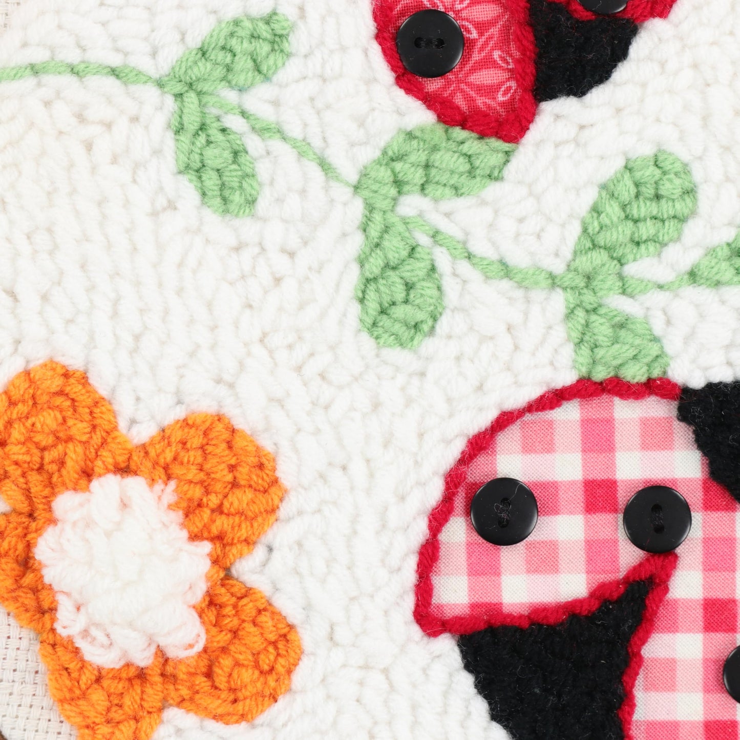 Kimberbell Punch Needle Kit – Bugs & Blooms - Complete DIY Embroidery Kit with Tool, Monks Cloth, Yarn, Appliqué Fabric & Frame – Ladybug & Floral Punch Needle Design for Handmade Gifts & Décor