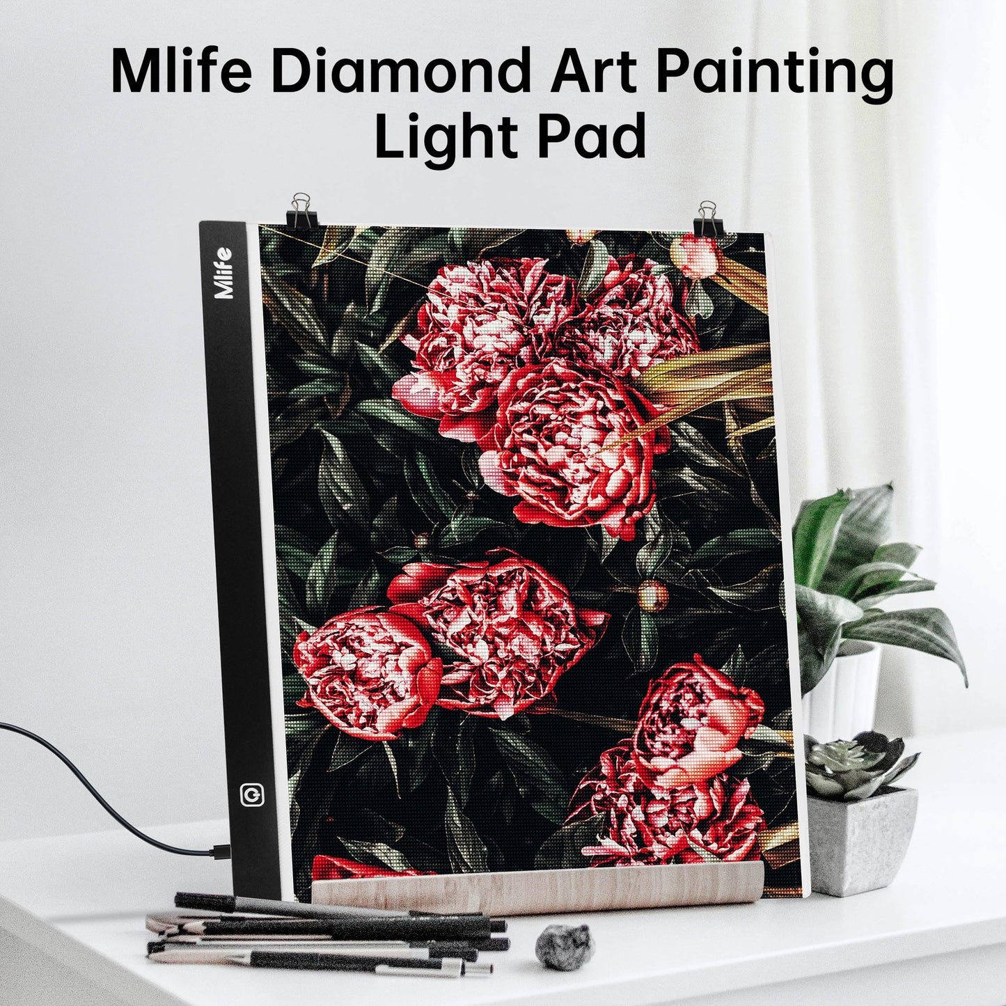 Mlife A3s Diamond Art Painting Light Board with 3 Adjustable Brightness Tracing Light Box, USB Powered LED Light Pad Diamond Art Accessories for Drawing, Sketching, Animation