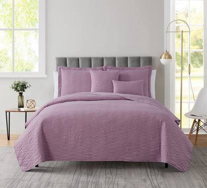 Hearth & Harbor Quilts King Size - All Season Bedspread Coverlet Set, Pinsonic Weave Lightweight Bedding Set - 7 Piece King Quilt Set with Pillow Shams, Ellipse - Lavender Dream