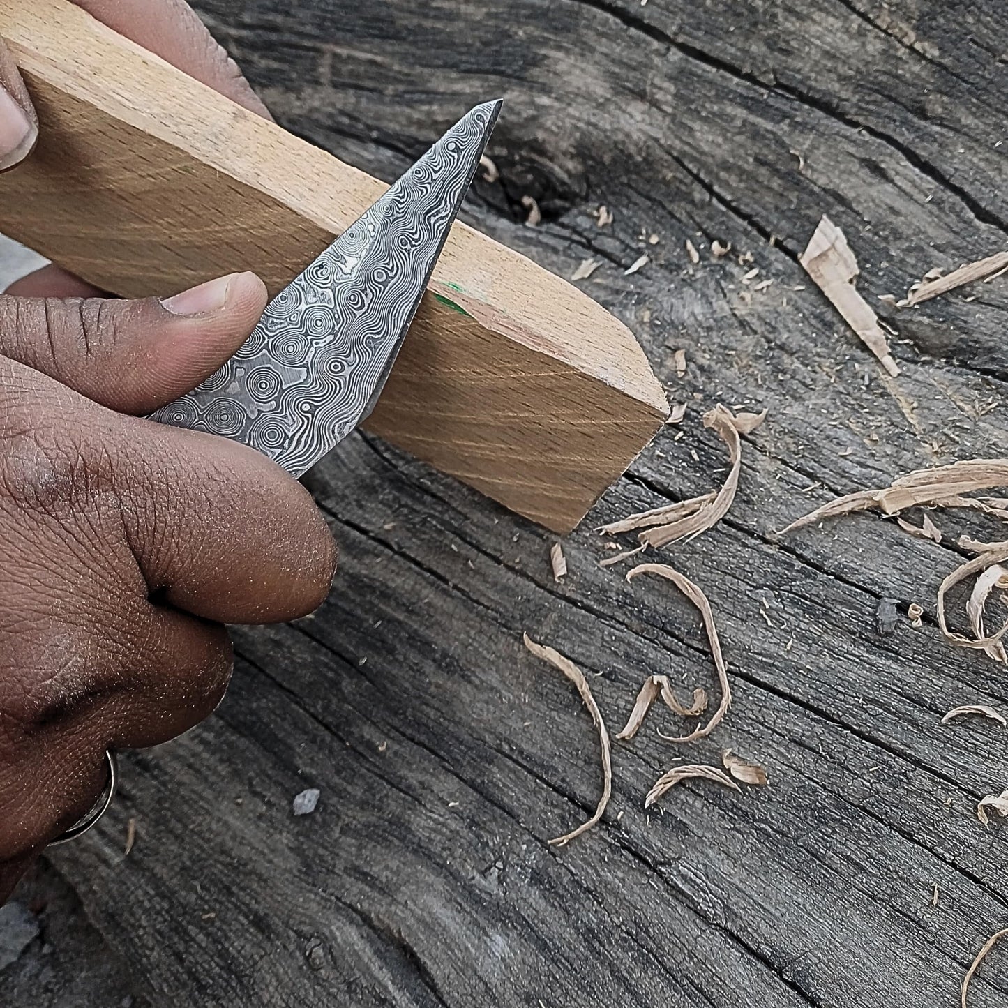 HAWK KNIVES Handmade Damascus Steel Blade Kiridashi Knife - 2.5 in Professional Woodworking, Marking, Wood Carving Tool & Leather Sheath
