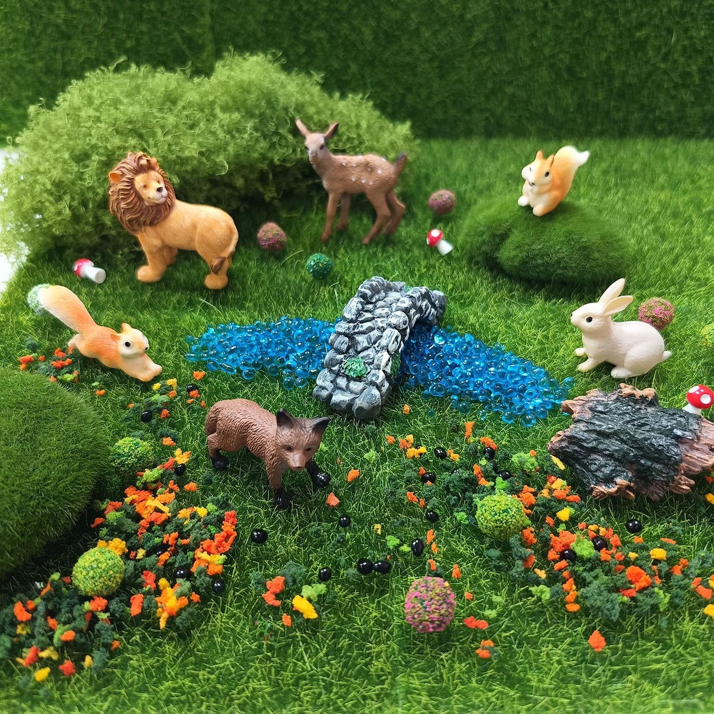 QuarenDen Fairy Garden Accessories, Decorative Sand, Grass, Moss Stick, Miniature Garden Figurines with Moss for DIY, Micro Landscape Decoration