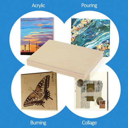 Falling in Art Unfinished Birch Wood Canvas Panels Kit, 4 Pack of 5x7’’ Studio 3/4’’ Deep Cradle Boards for Pouring Art, Crafts, Painting and More