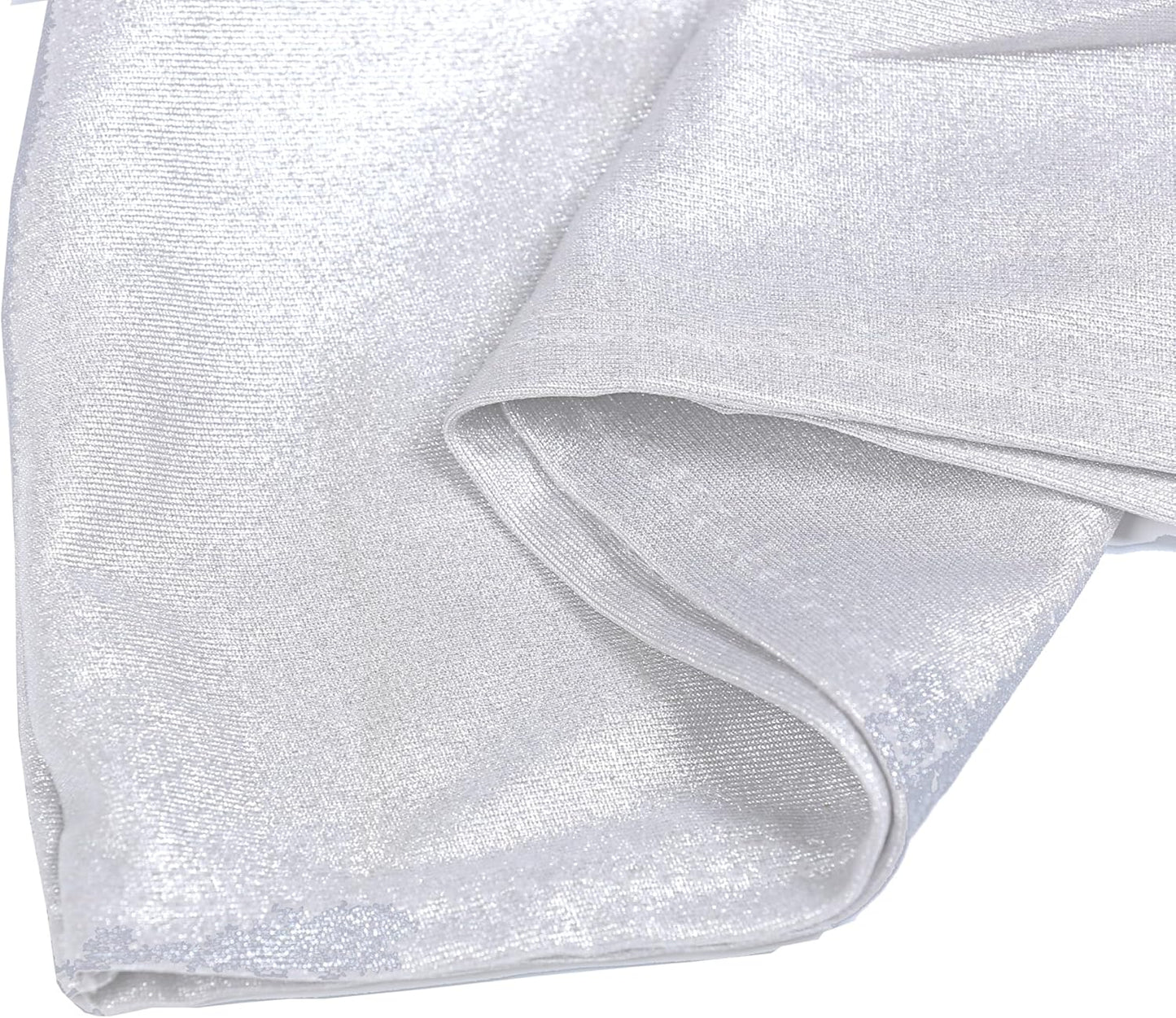 MDS Spandex Foil Chair Sashes - Universal Fit Elastic Stretch Bands with Buckle for Weddings | Metallic Silver (Pack of 10)