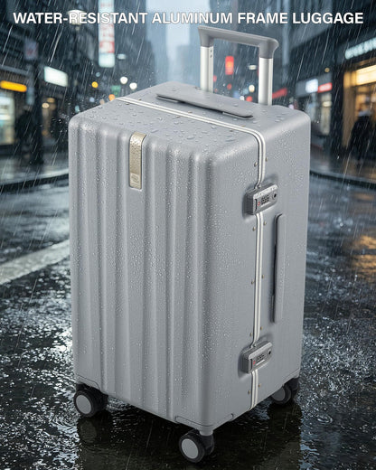 Hanke Premium 24 Inch Zipperless Medium Checked Luggage, Aluminum Frame Hard Shell PC Suitcase with TSA Lock and Multi-Handle Design, 8 Quiet Spinner Wheels for 1-2 Week Trip（Grey）