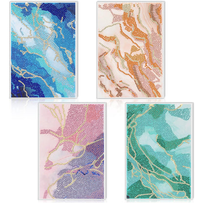 Mooliwe 4 Pcs Diamond Painting Notebook for Adults, Diamond Art Journal DIY Art Kits Sets A5 Leather Painting Sketchbook Christmas Gifts for Adults Beginners(Marble)