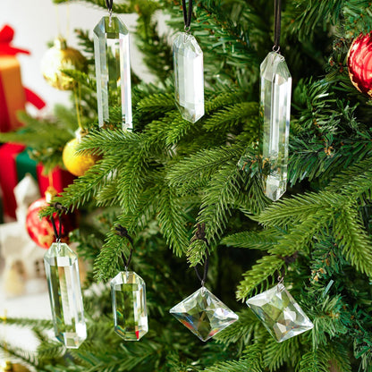 HDCRYSTALGIFTS Set 7 Clear Crystal Prisms Suncatchers Hanging Glass Ornament for Christmas Tree,Rainbow Maker Sun Catchers for Windows Home Garden Decoration,Modern Grief Gift