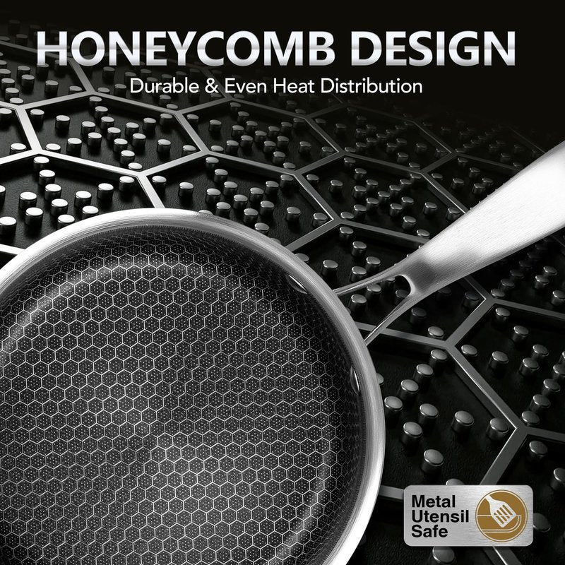 MICHELANGELO 1 Quart Saucepan with Lid, Premium Triple Ply Stainless Steel Sauce Pan with Lid, Small Saucepan with Honeycomb Interior - 1QT