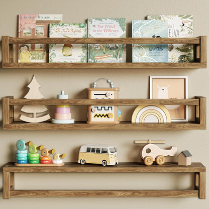 24 Inch TidyCorner Upgraded Thick Floating Shelves - Multi-Use Wall-Mounted Bookshelves for Kids and Nursery, Ideal