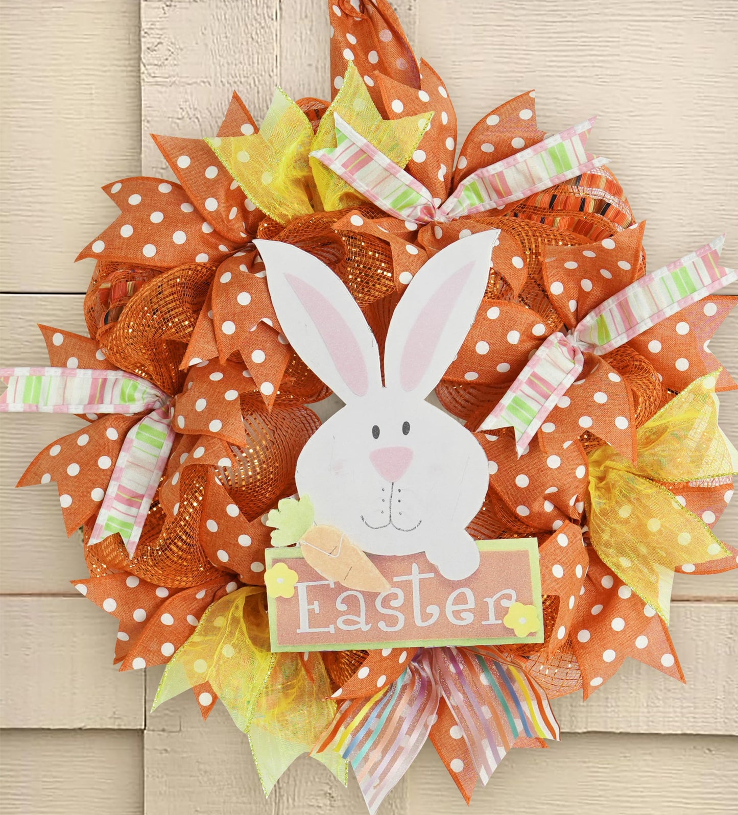 HUIHUANG Orange Polka Dot Wired Ribbon, 2.5 Inch X 10 Yards - Orange and White Dot With Wire Edge for Crafts, Fall Wreath Supplies, Gift Wrapping, Basket Bows, and Decor
