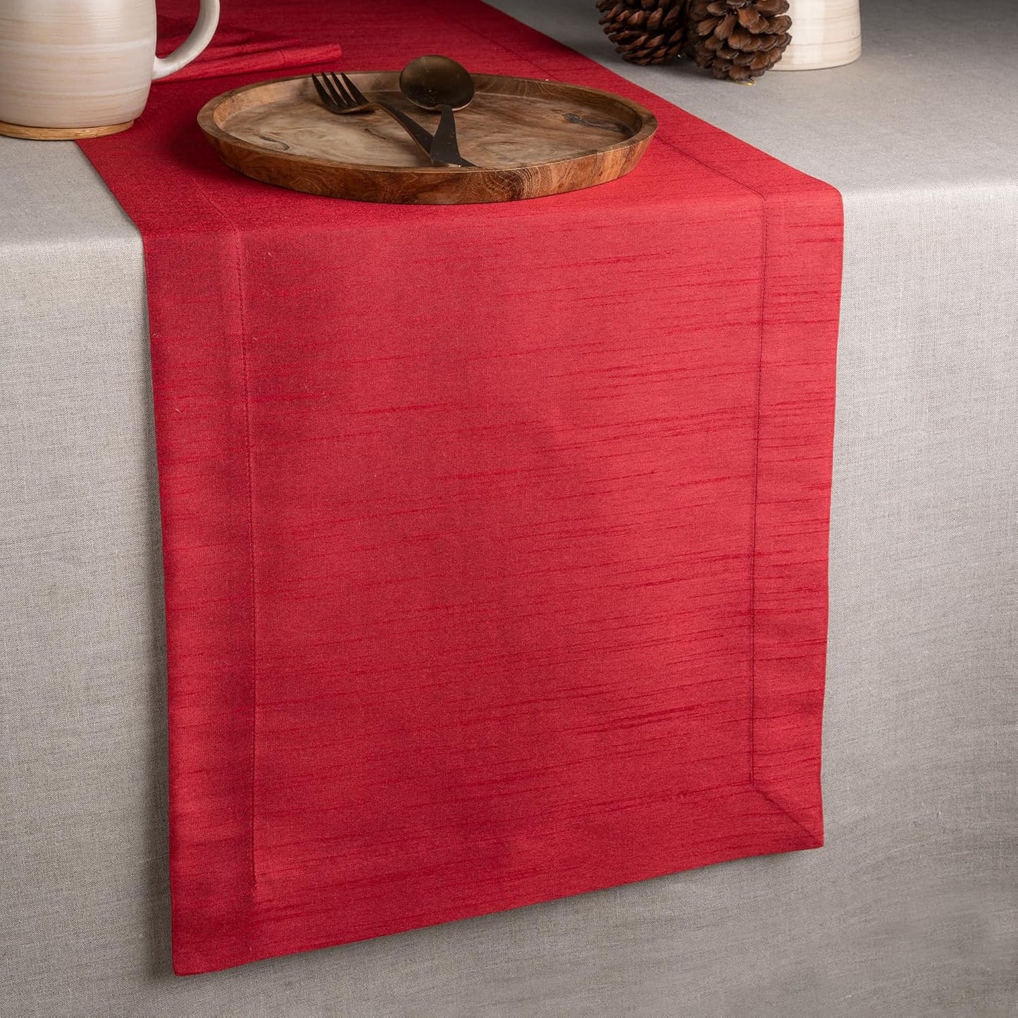 14 48 Inch 48 inch 100% D'Moksha Homes Red Table Runner x - Vegan Silk, Elegant Red Silk Table Runner - Machine