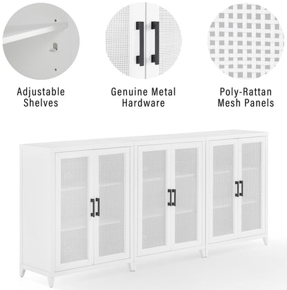 Crosley Furniture Milo 2-Piece Entertainment Center TV Stand, Media Console, Vinyl Record Storage, White
