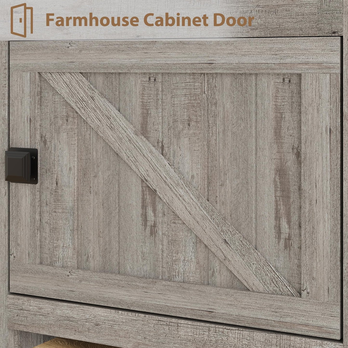 GarveeHome Farmhouse TV Stand for 80 in TVs, Long Entertainment Center with 4 Storage Drawers & 3 Open Shelf, Grey Television Consoles Stands for Living Room, Bedroom