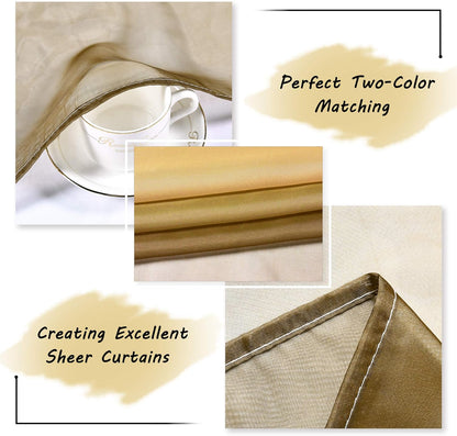 DECOVSUN Brown Gold Ombre Sheer Curtains, Extra Long Tan and Brown Voile Drapes for Girls Kids Room, 2 Panels