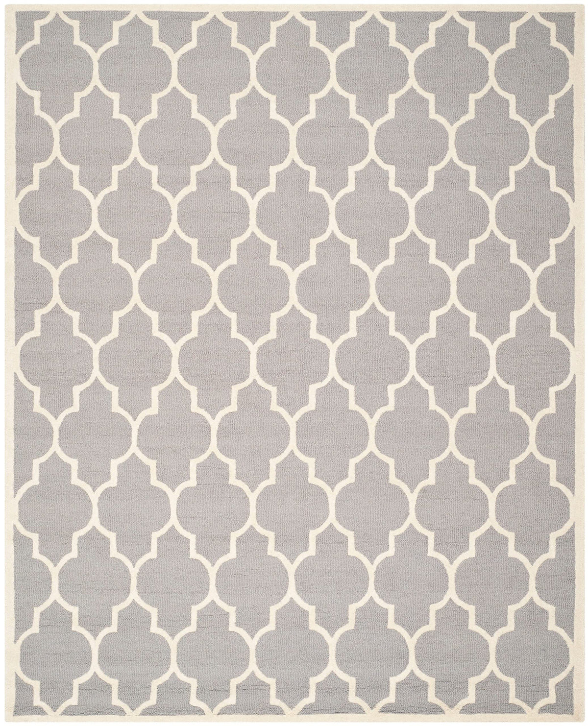 SAFAVIEH Cambridge Collection Area Rug - 10' x 14', Silver & Ivory, Handmade Moroccan Trellis Wool, Ideal for High Traffic Areas in Living Room, Bedroom (CAM134D)