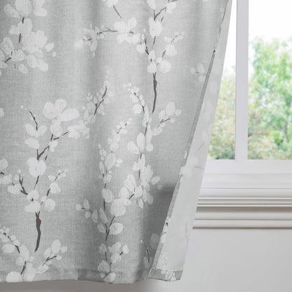 FMFUNCTEX Gray White Floral Printed Bathroom Tier Curtains, 36 Inches Long, 2 Panels Set for Kitchen, Living Room,