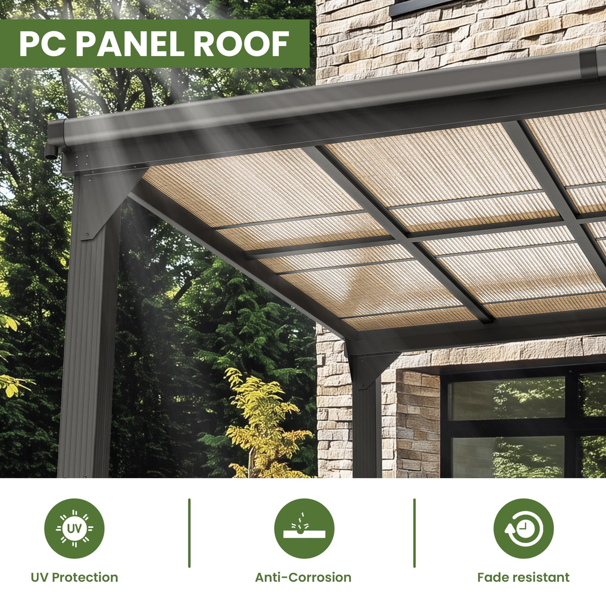 Patiopia 10 * 14FT Pergola,4 * 6 Inch Thickened Pillars & Enlarged Base,Outdoor Hardtop Lean to Gazebo,Wall Mounted Pergola,Pergolas Gazebos Clearance,Aluminum Frame Pergola,UV Resistant Patio Roof