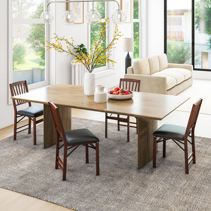 KOTEK Folding Dining Chairs Set of 4, Wooden Kitchen Chairs with Padded Seat & Solid Wood Frame, 400 LBS Weight Capacity, No Assembly Foldable Chair for Dining Room, Living Room