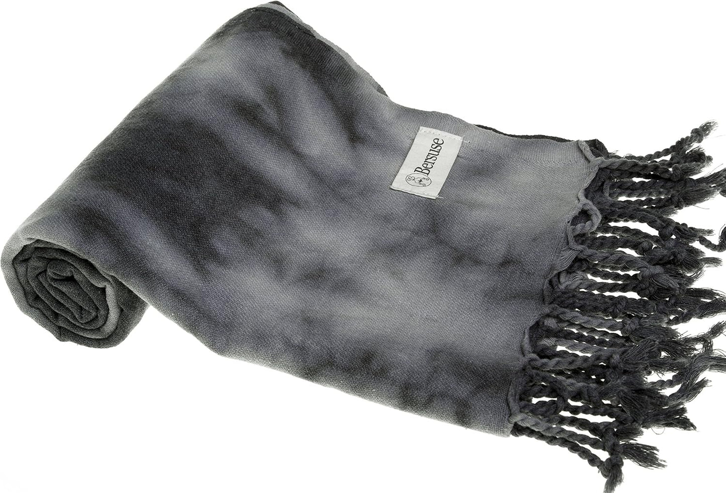 Bersuse 100% Cotton Trinidad Tie Dye Turkish Towel - 37x70 Inches, Black Grey