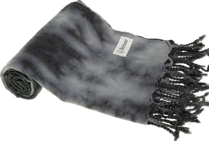 Bersuse 100% Cotton Trinidad Tie Dye Turkish Towel - 37x70 Inches, Black Grey
