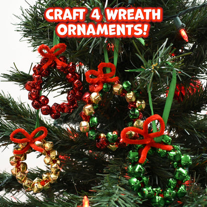 READY 2 LEARN Christmas Crafts | Create Your Own Jingle Bell Wreath Ornaments | Set of 4 | DIY Ornaments for Kids | Christmas Tree Decoration | All Materials Included