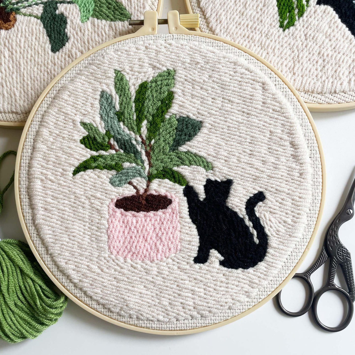 Myfelicity Punch Needle Kit for Adults, Beginners, Cat and Greenery Patterns, Includes Punching Needle Supplies