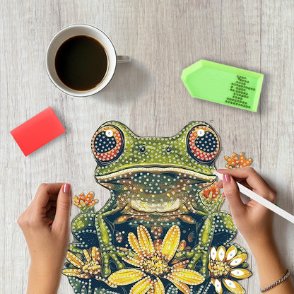 SENQAO Frog Diamond Art Hanging Kit for Adult, Special Shaped Rhinestone, DIY Acrylic 5D Diamond Art Painting Window Pendants Home Garden Wall Hanging Kits Hanging Ornament