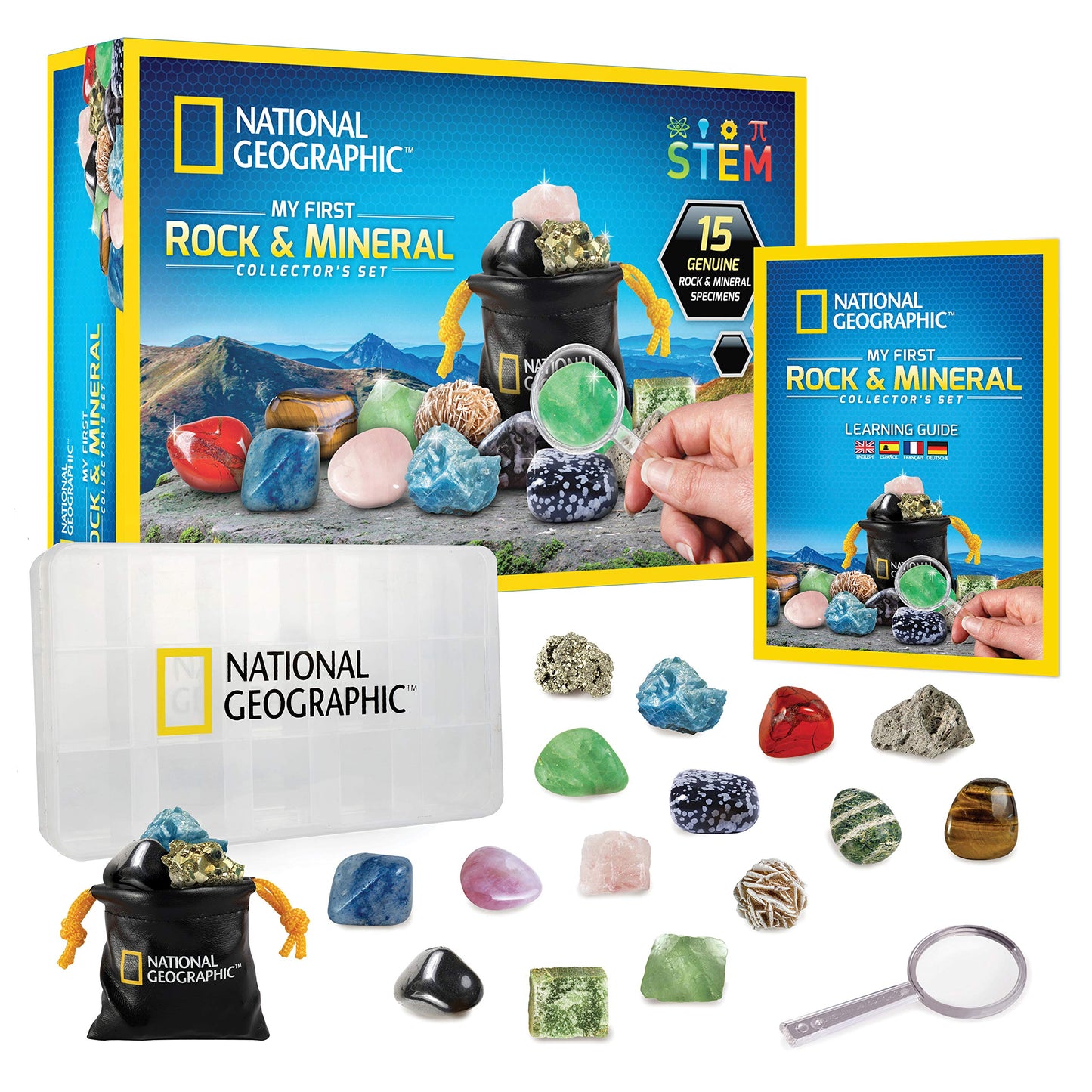 National Geographic Rocks & Mineral Collection - Rock Collection Box for Kids with 15 Gemstones and Crystals, Geology for Kids, Crystal Collection, Science Kit, Rock Gift (Amazon Exclusive)