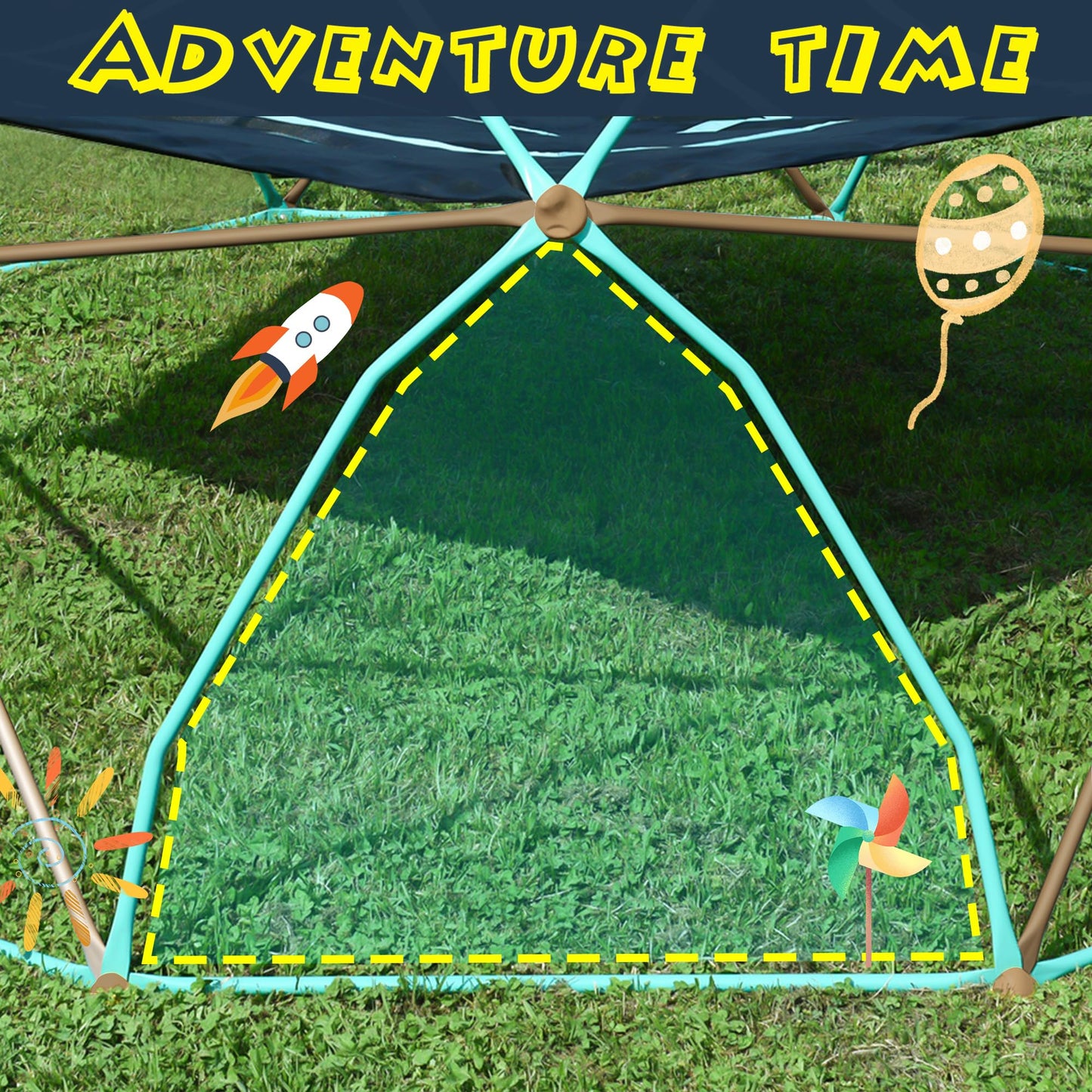 Merax 12FT Climbing Dome with Hammock, Outdoor Geometric Dome Climber Play Center for Kids 3-10 Supporting 1000 lbs, Easy Assembly Jungle Gym