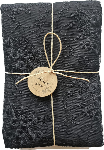 Insparkle Living 16 90 Lace Table Runner - x in, Embroidered Runner for End Table & Coffee Table, Vintage Black Lace