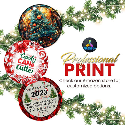 3D Cute Cat in Santa Hat with Presents Christmas Ornament - Fun 2023 Xmas Tree Decoration - 3" Round PVC Ornament