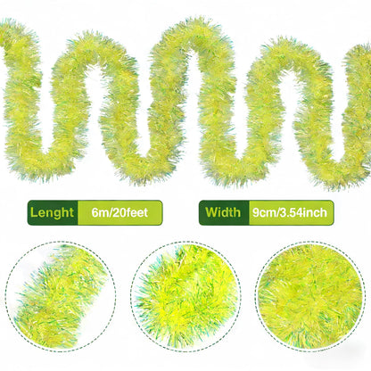 JXITON 33FT Christmas Tinsel Garland Lime Green Metallic Hanging Twisted Garland for Christmas Tree Fireplace Mantle Xmas Party Home Decoration