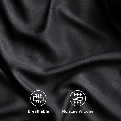PureWoven King Size Sheet Set - Cooling Rayon Bamboo Sheets | Deep Pocket, Soft & Breathable Black Bedding for Hot Sleepers