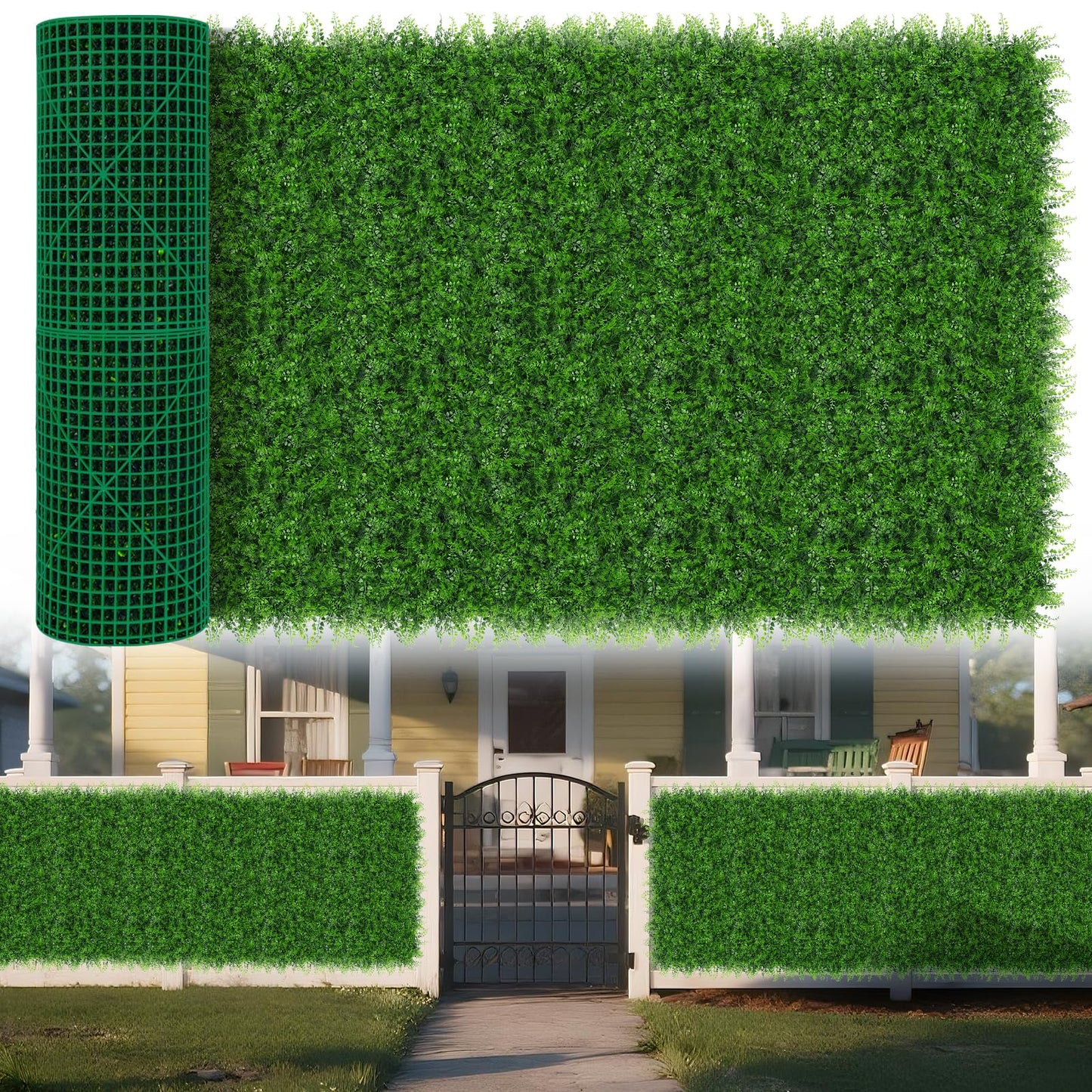 Yangrass Grass Wall Panels, 40"x120" (33.33 sqft) Artificial Boxwood Hedge Roll Privacy Screen, Green Wall Decor with UV Protection, Greenery Backdrop for Garden Indoor Outdoor Decor