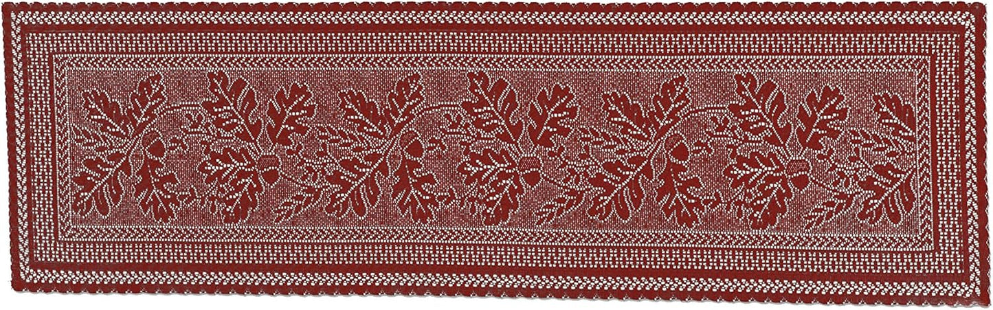 Heritage Lace Oak Leaf Runner - 14x48, Dark Paprika