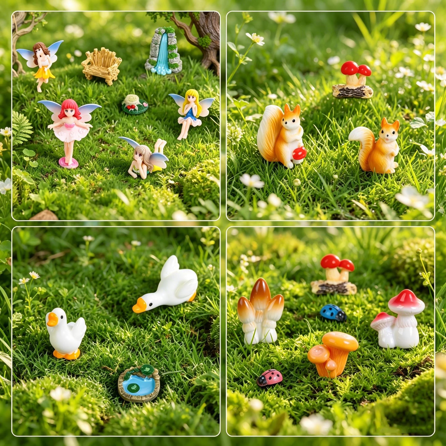 Guotwozi 28Pcs Fairy Garden Accessories Miniature Fairy Garden Kit Mushroom Figurines Plants Dollhouse Furniture Set Fairy Animals,for DIY Terrarium Potted Plants Desk Decor Micro Landscape Ornament