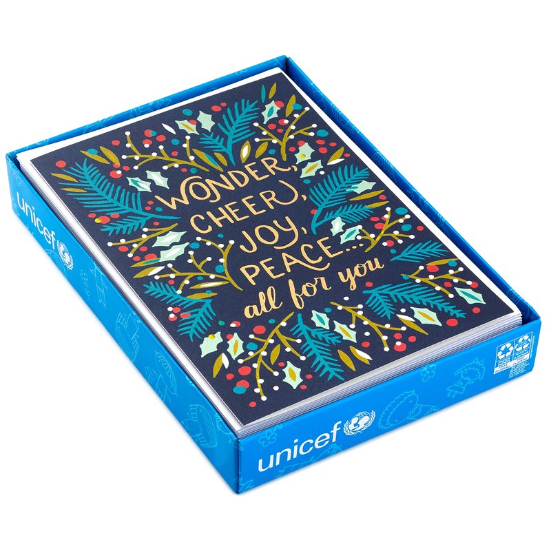 Hallmark UNICEF Boxed Christmas Cards Assortment, Wonder and Peace (12 Cards and 13 Envelopes)